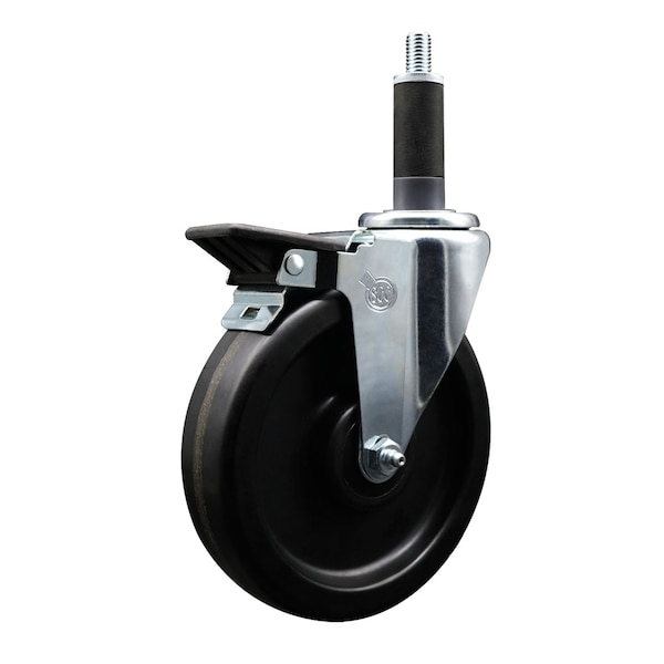 Service Caster 6'' Phenolic Swivel 1'' Expanding Stem Caster with Brake SCC-EX20S615-PHS-PLB-1 - main